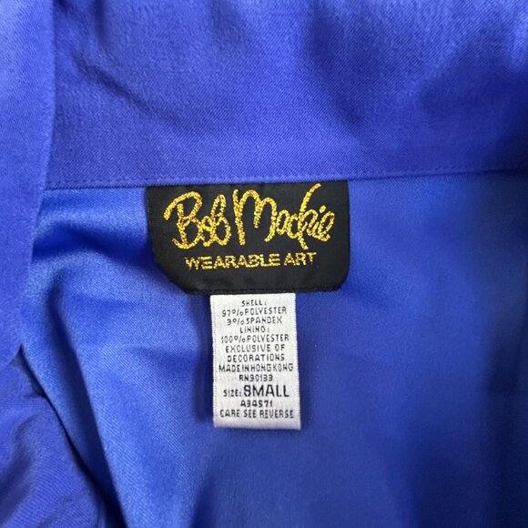 Vintage Bob Mackie Wearable Art Womens Small Blue Embroidered Braids Zip Jacket - Picture 3 of 9